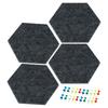 4Pcs Hexagon Felt Pin Board Self-adhesive Memo Board Notice Board Wall Decorative Tiles Wall Bulletin Pin Board with Push Pins