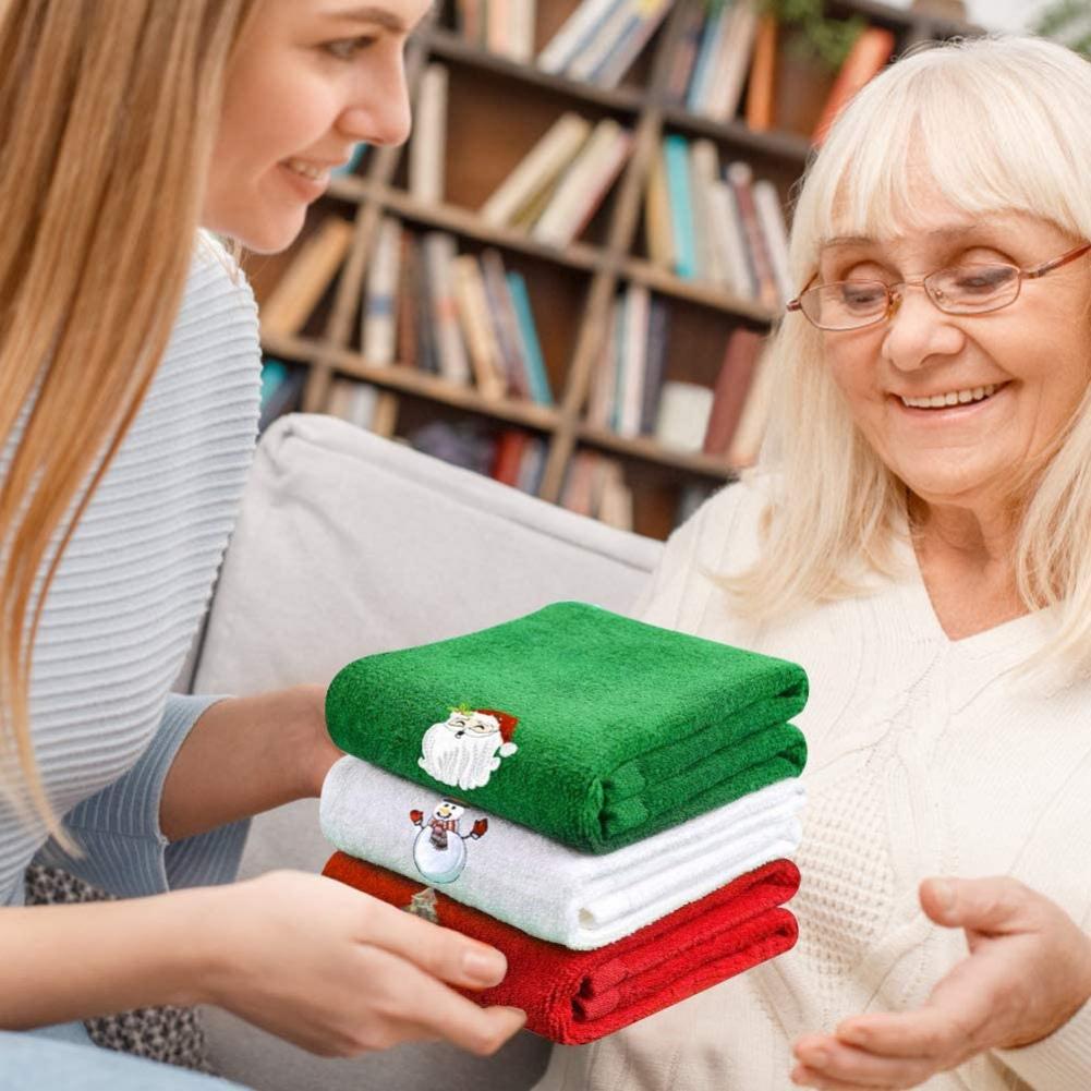 3pcs Christmas Kitchen Towels Cotton Merry Christmas Hand Towels