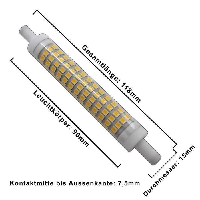 Ampoule LED R7s - AIMOONSA - J118 - 10 W (équiv. 80 W) - 3000 K (Blanc chaud) - 800 lm