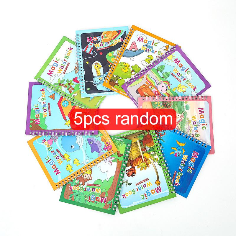 3/5pcs Water Drawing Book with Refillable Water Pen Magic Painting Drawing Board Reusable Cartoon Pattern Gift for Boy Girls TMZ