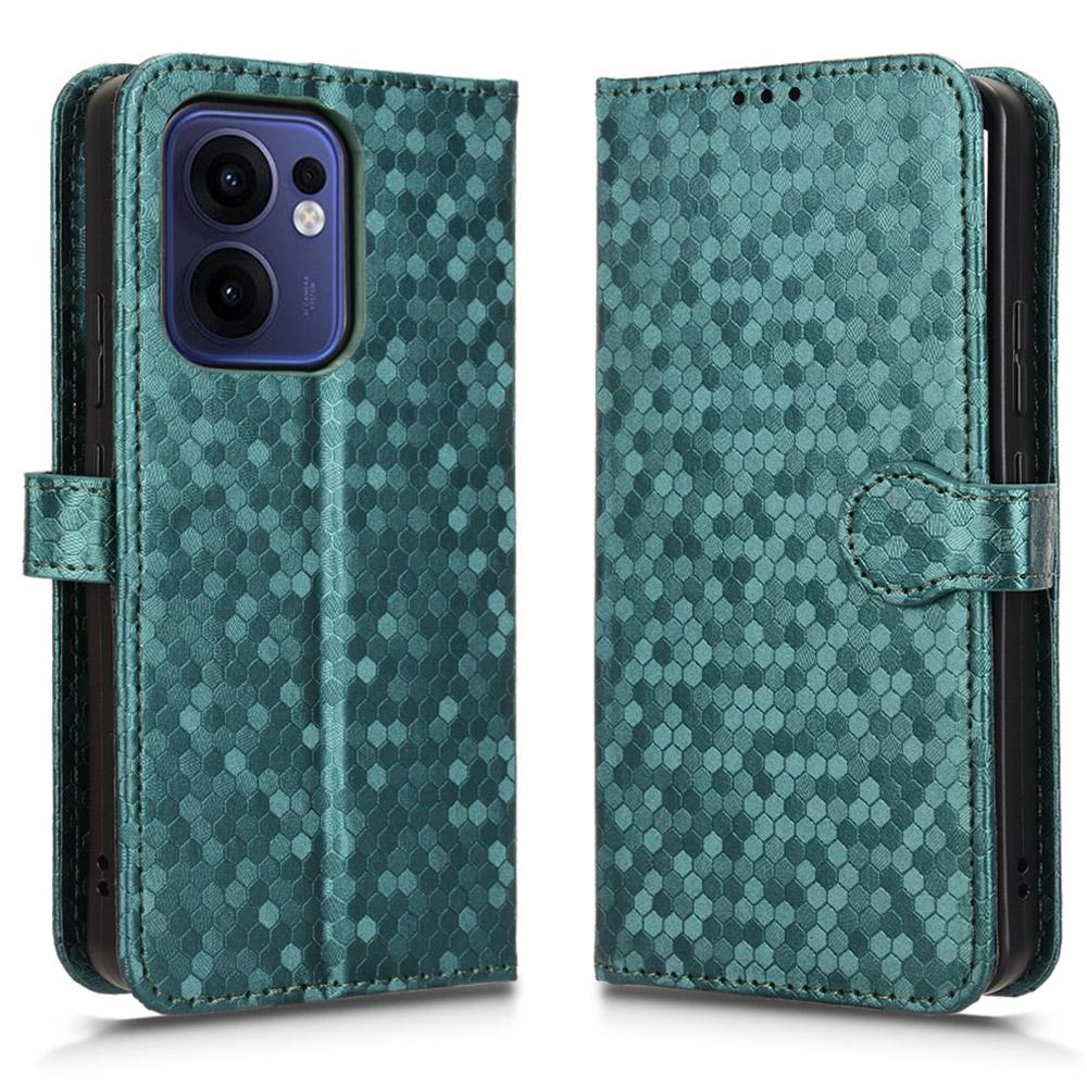 

For Oppo Reno13 F 5G Wallet Case Dot Pattern Imprint PU Leather Phone Cover Green