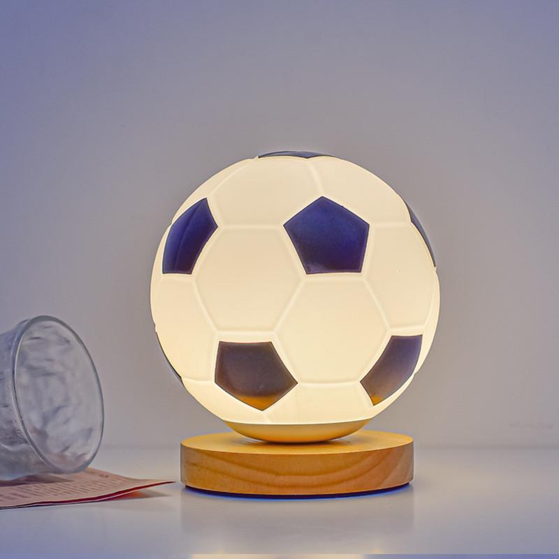 Ball Led Soccer Night Light Wood Base Lamp For Bedroom Use Decorations Gift