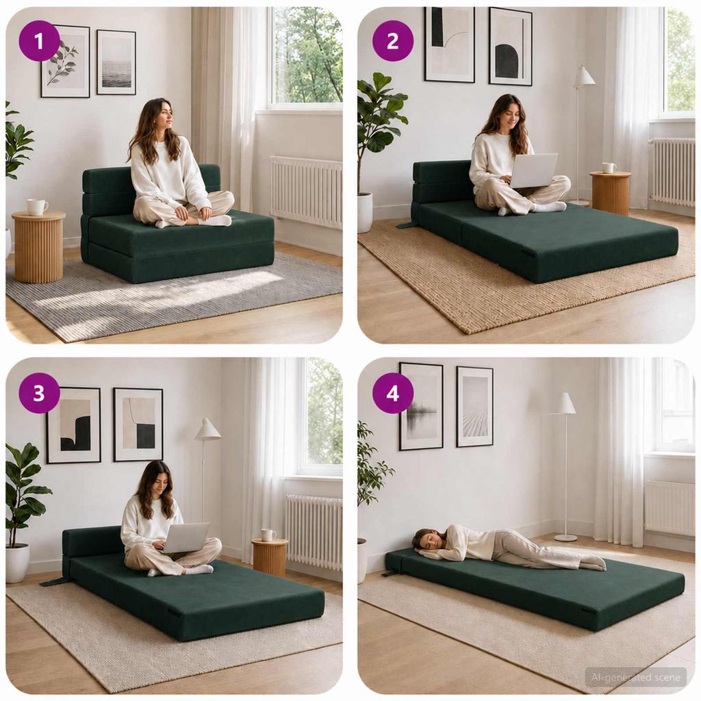 Folding Sofa Bed Dark Green 70 x 72 x 60 cm Fabric