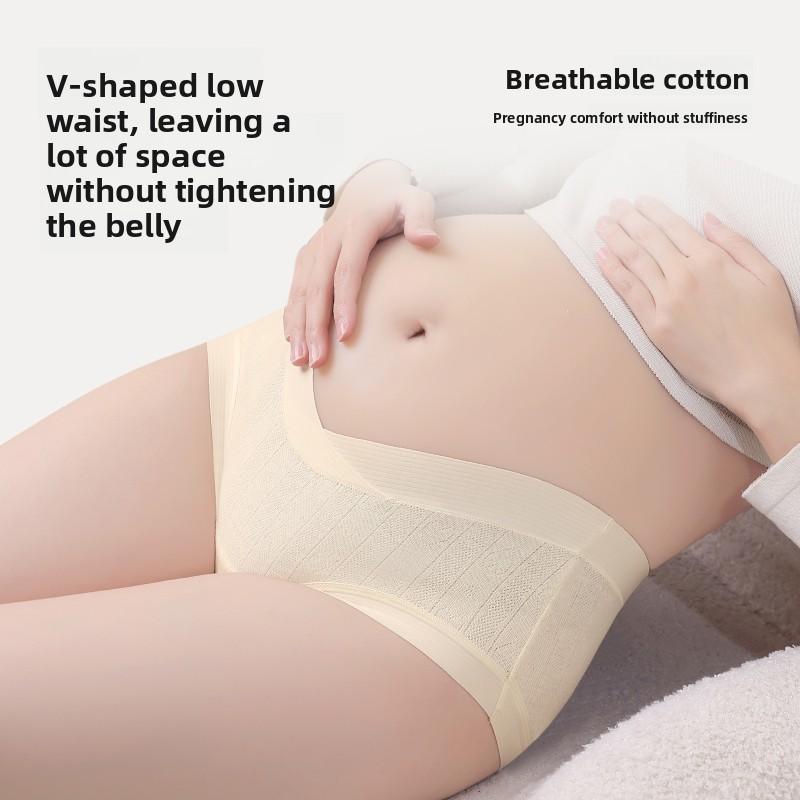 Women's Spring and Autumn V-shaped Belly Pregnancy 10A Cotton Antibacterial Crotch Low Waist Triangle Briefs