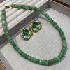 Retro Green Spring And Summer Holiday Necklace Set Love Bubble Gum Green Dongling Natural Stone Beaded Necklace Female