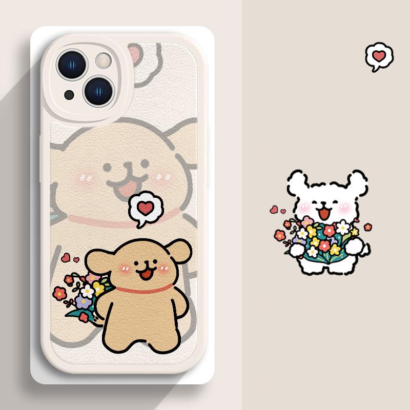 Phone Case For Lovers Couples Fit for iPhone 11 12 13 14 15 16 Pro Max XR X XS Mini 8 7 Plus SE 2020 Clear Case Cute Cartoon Dog