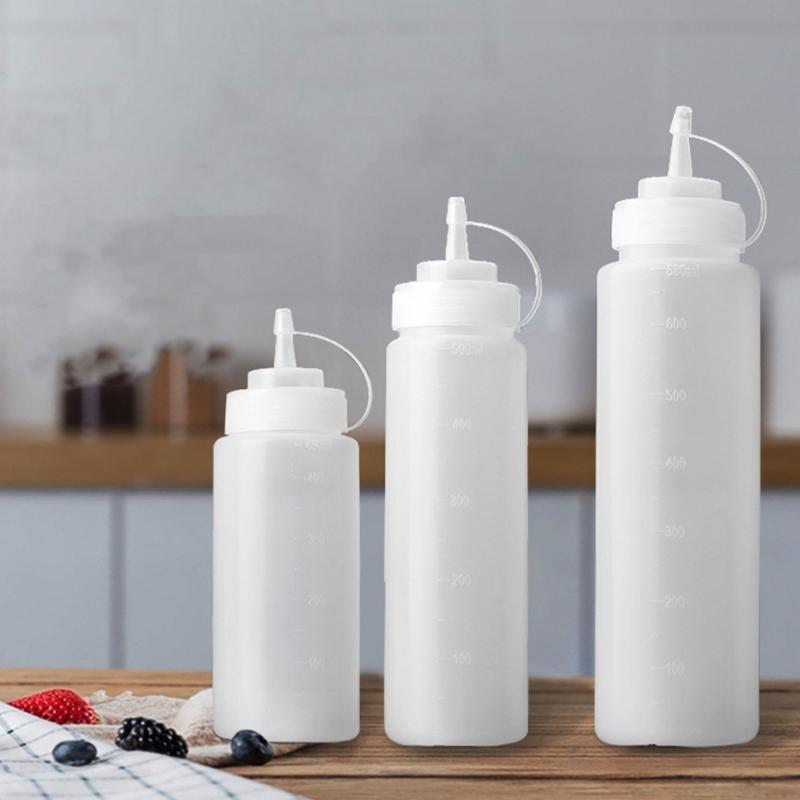 Plastic Condiment Dispenser With Narrow Spout For Homes Kitchen Outdoor BBQ Large Capacity Sauce Squeeze Bottle