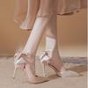 Royal Sister Style Versatile Stiletto High Heels Spring and Summer New French Pearl Hollow Bag Head Sandals Temperament Pointed Single Shoes