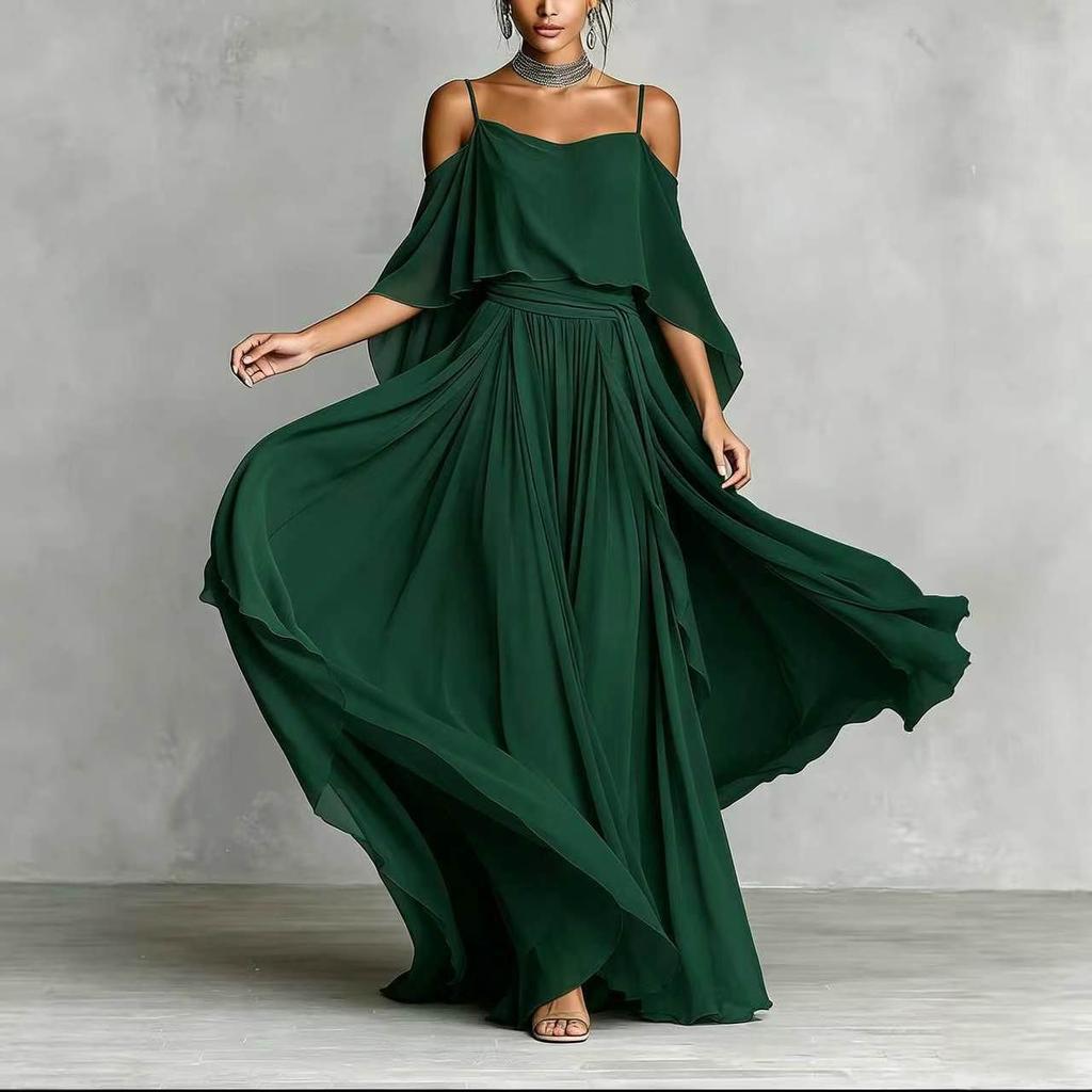 Abito da Donna Nuovi Stile Senza Maniche Scollo Aperto Manica Larga Vestibilità Larga per Occasioni Formali