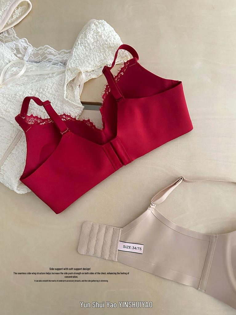 Women's Push-Up Lace Bra: Enhances Bust & Reduces Sagging, Thick Bottom & Thin Top, Gathers Underarm Fat, Beautiful Back Design