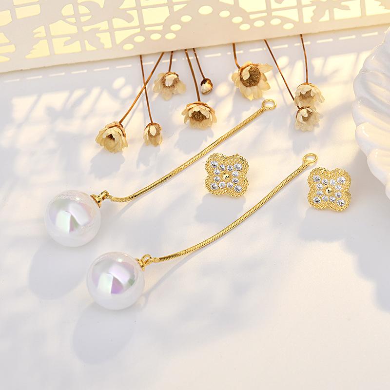 Meerjungfrau Vierblatt Krokodil Perlen Ohrringe Nadel Temperament Lange Ohrringe Einfache Ohrringe Quastenohrringe