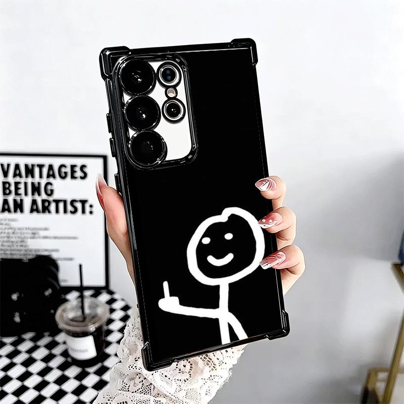 Funny Stickman Matchman Plating Phone Case For Samsung Galaxy S24 S25 FE S26 Edge S23 Ultra S22 S21 Plus S20 Anti-Fall Airabag C