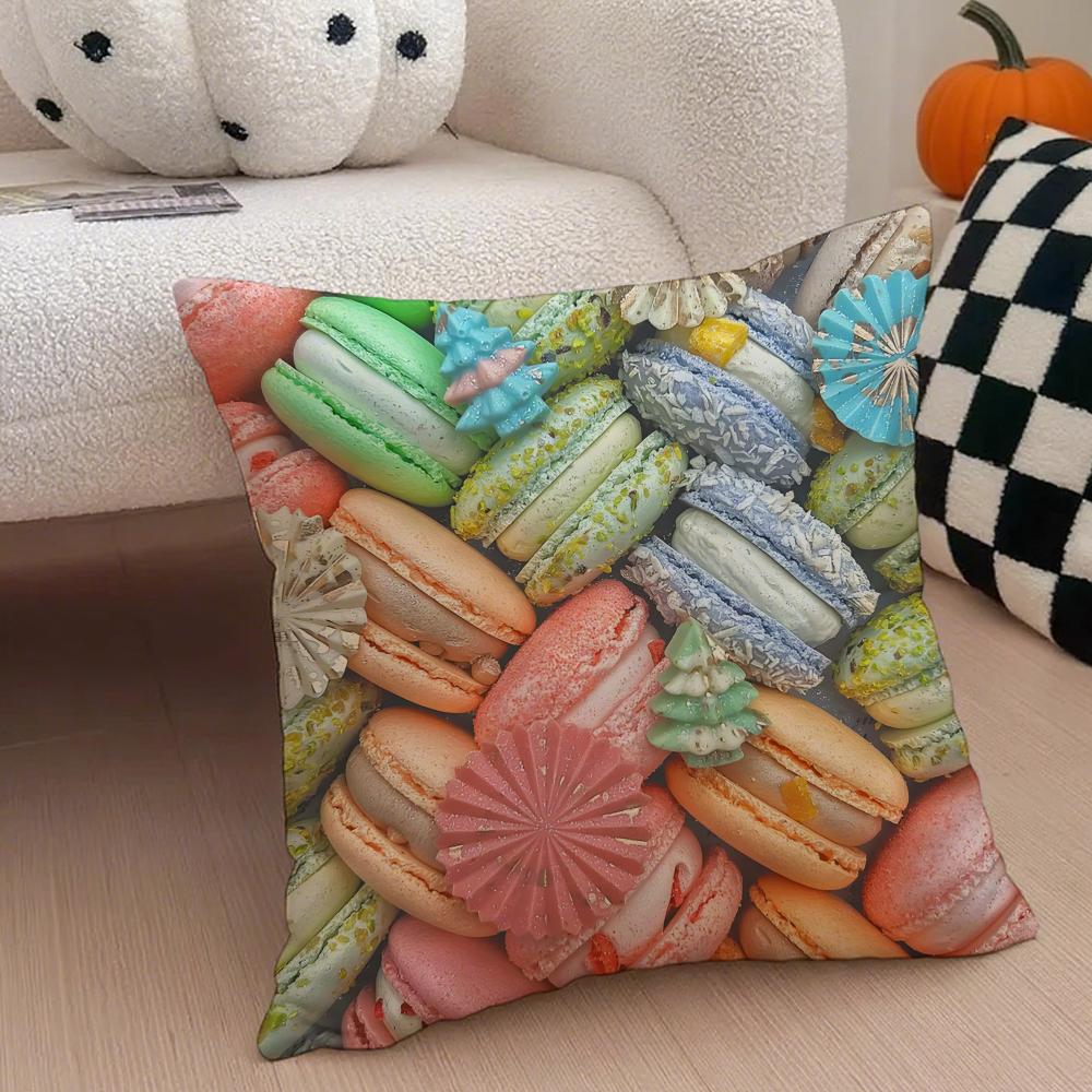 MMacaron Colors Cushion Cover Throw Pillow Cover Hidden Button Durable Polyester Chair Cushion