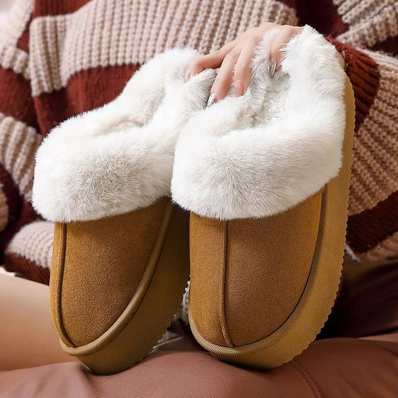 Women's and Men's Non-Slip Indoor/Outdoor Cotton Slippers - Warm, Thick-Soled, Velvet-Lined, Autumn/Winter Collection
