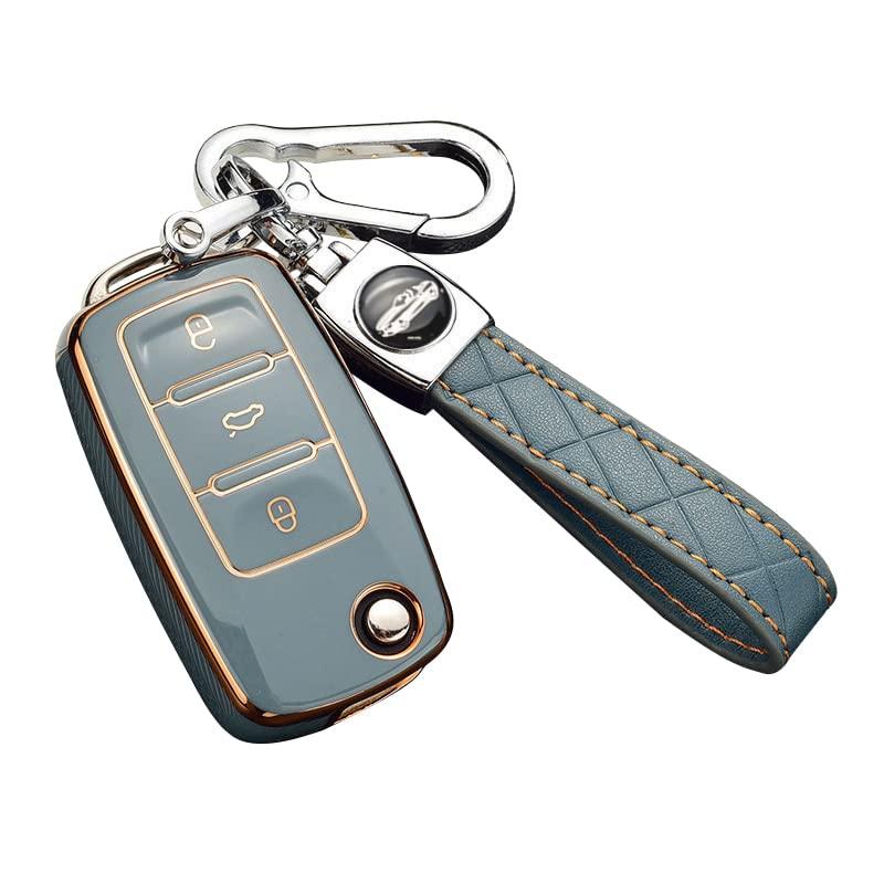 

SANRILY Чехол для смарт-ключа, Крышка для ключа, Защита ключа, Держатель для ключа, Для Volkswagen, Golf, Polo, Compatible with genuine car серый