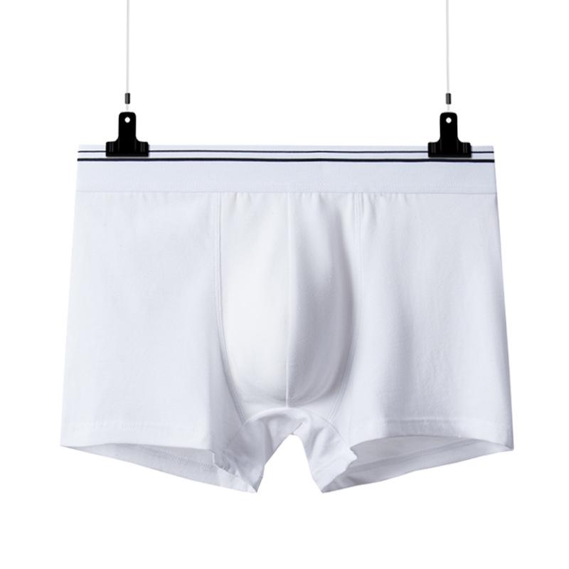 "Men’s Pure Cotton White Boxer Briefs - Antibacterial, Lightweight Youth Shorts for Autumn/Winter"