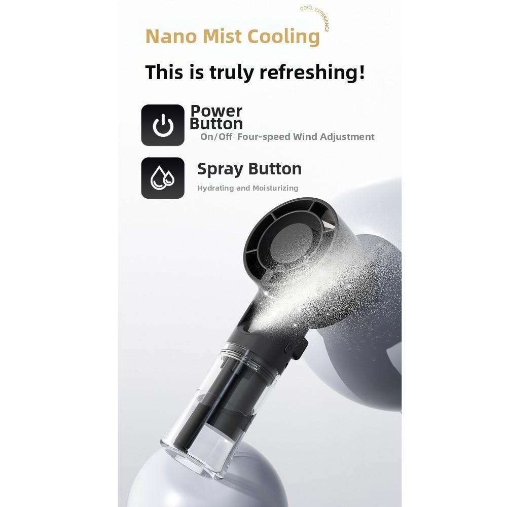 USB Rechargeable Portable Handheld Misting Fan Low Noise Operation Long-Lasting Battery Mini Spray Fan Lightweight Compact