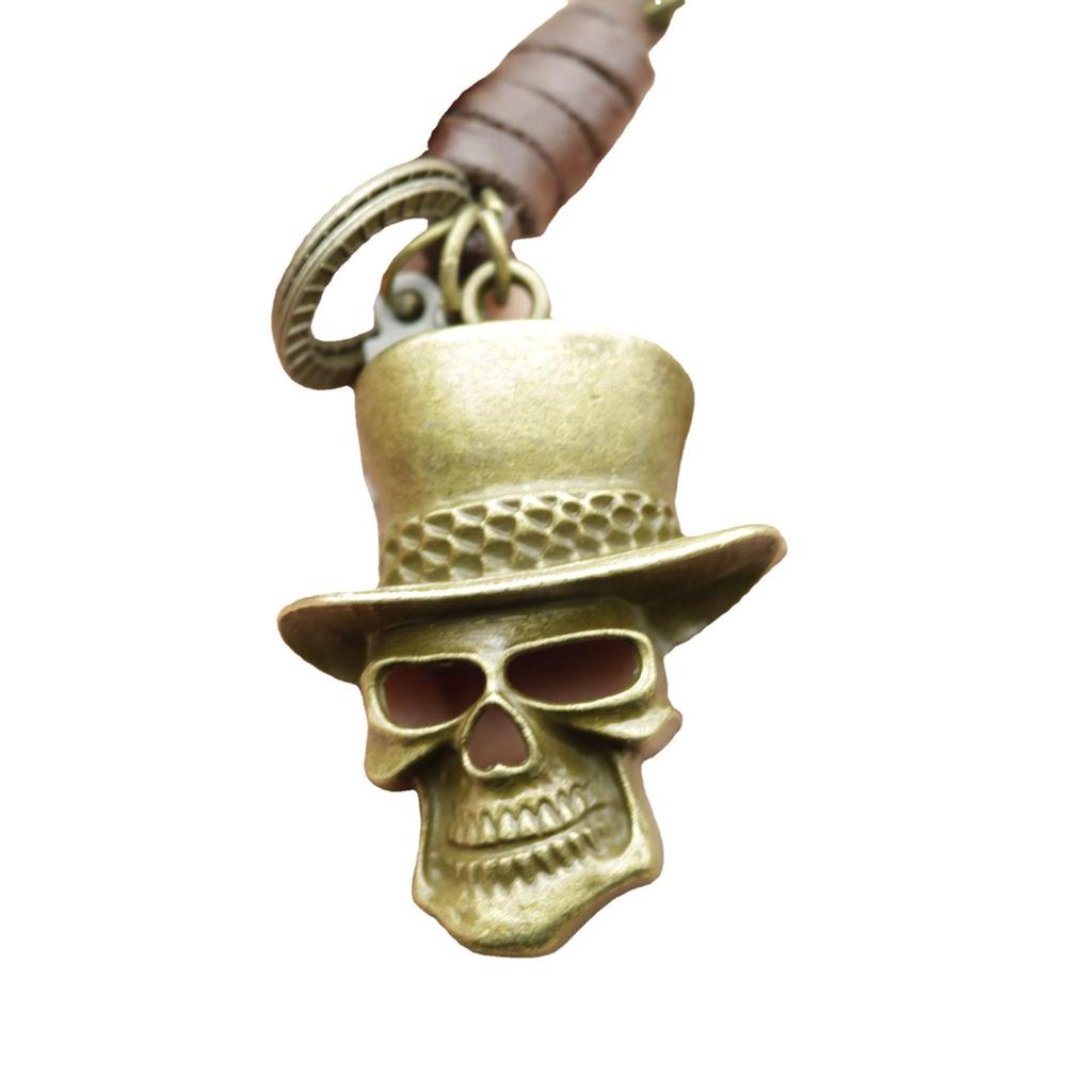 Retro Bronze Skull Hat Pendant Keychain