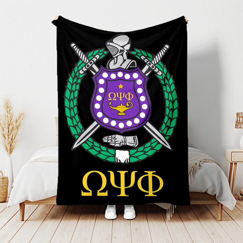 1pc Blanket Omega Psi Phi Print Design, Lightweight Blanket for Sofa, Bed- Soft &Warm, Gift for All Seasons like Christmas, Halloween