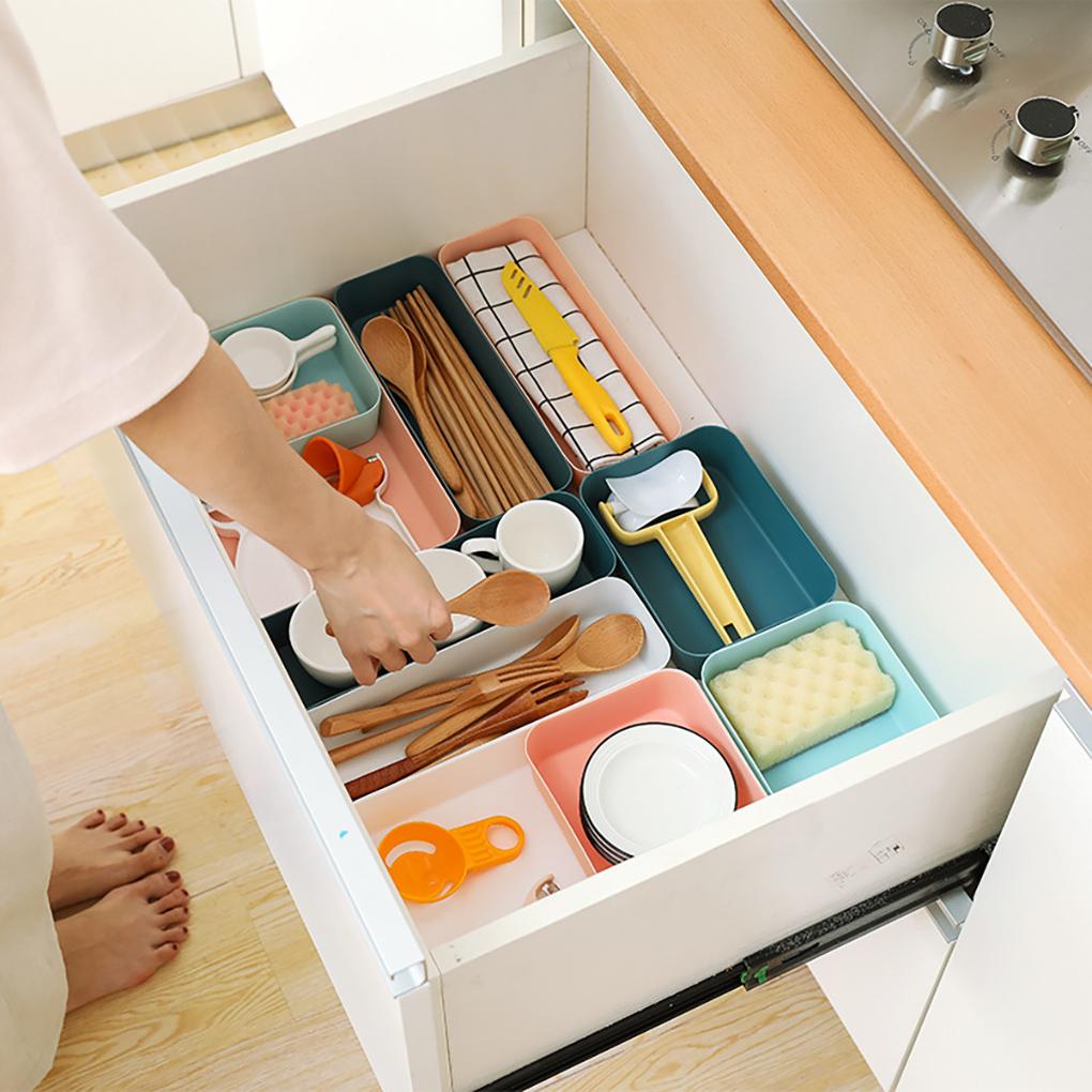 Storage Box Rectangular Plastic Desktop Drawer Cosmetic Case Stationery Organizer Socks Container