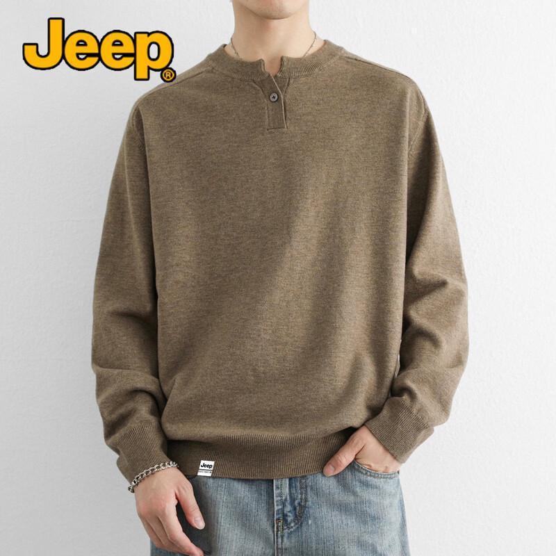 Jeep Мужской повседневный вязаный свитер в американском стиле с воротником-хенли
