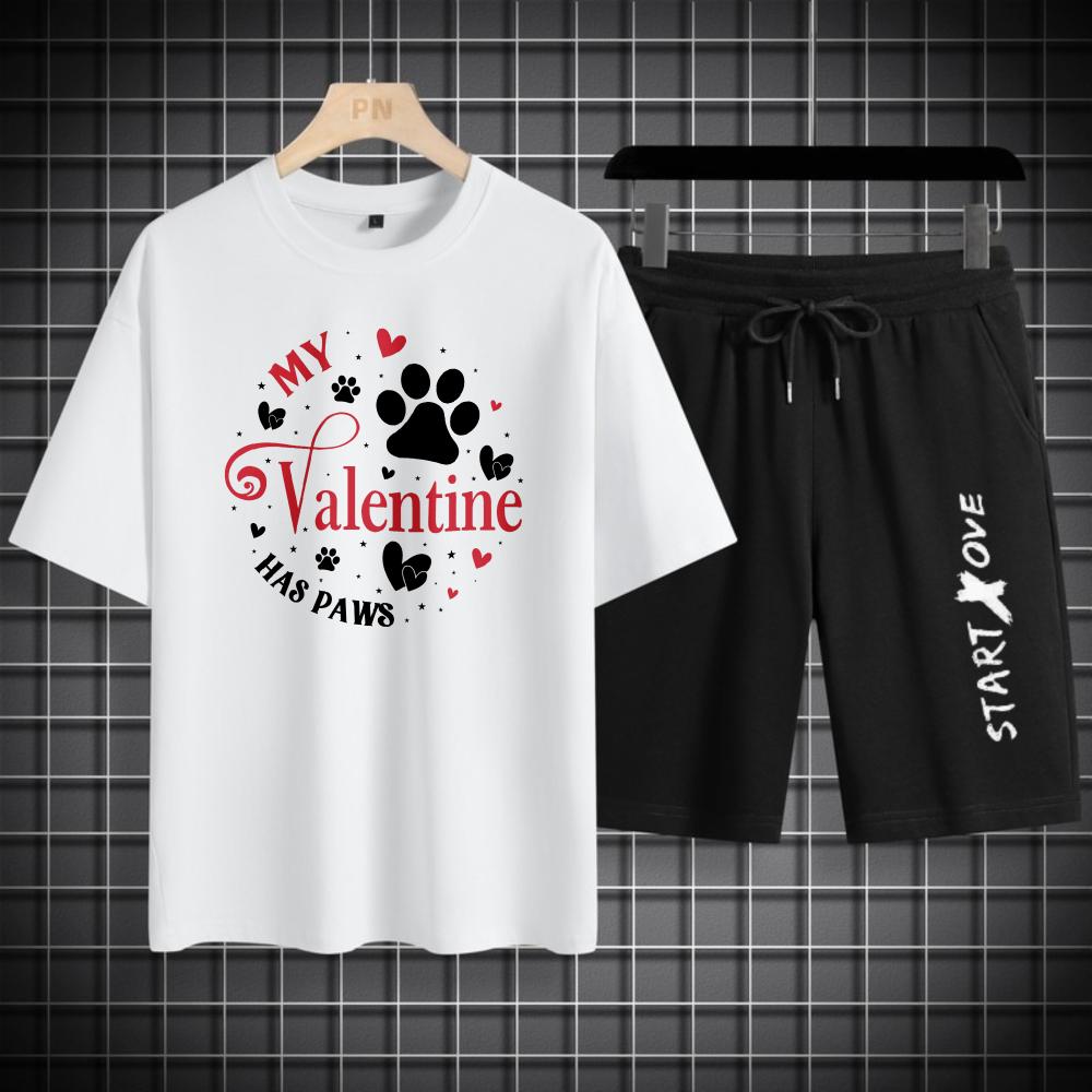 

Men s Sets Summer Quick Drying My Valentine Printed Graphic T-shirts Suit Clothing Set S
