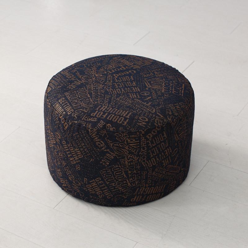 Round Fabric Stool with Linen and Tatami Mat - Washable Cushion for Living Room.