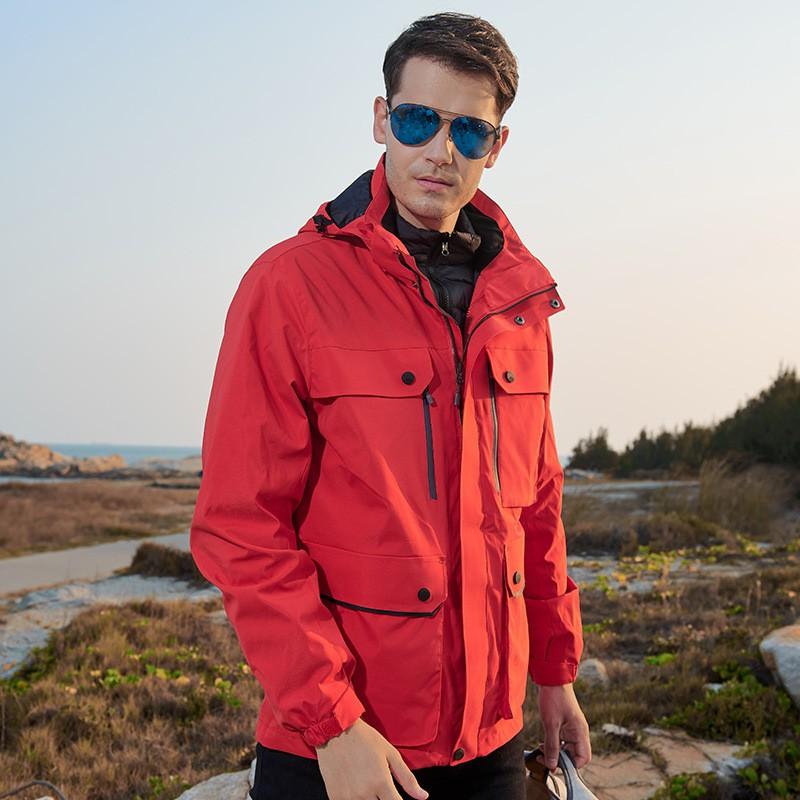 Men Women 3-in-1 Detachable Winter Outdoor Jacket With Down Insulated Liner Hiking Skiing Camping