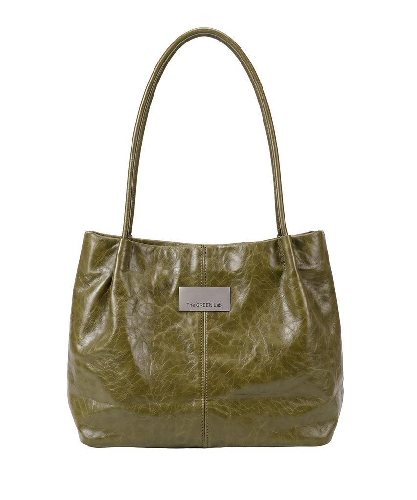 The Green Lab Soft Crack Square Shoulder Bag [Olive]