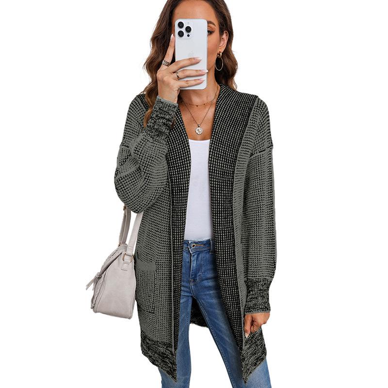 2025 Winter Women's Casual Hooded Knit Cardigan: European & American Style, Mid-Length, Loose & Warm