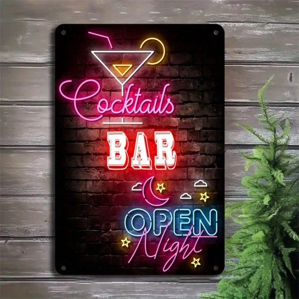 Neon Cocktail Bar Light Up Sign Wall Art Decor For Night Party Home Pub 8x12 Inches