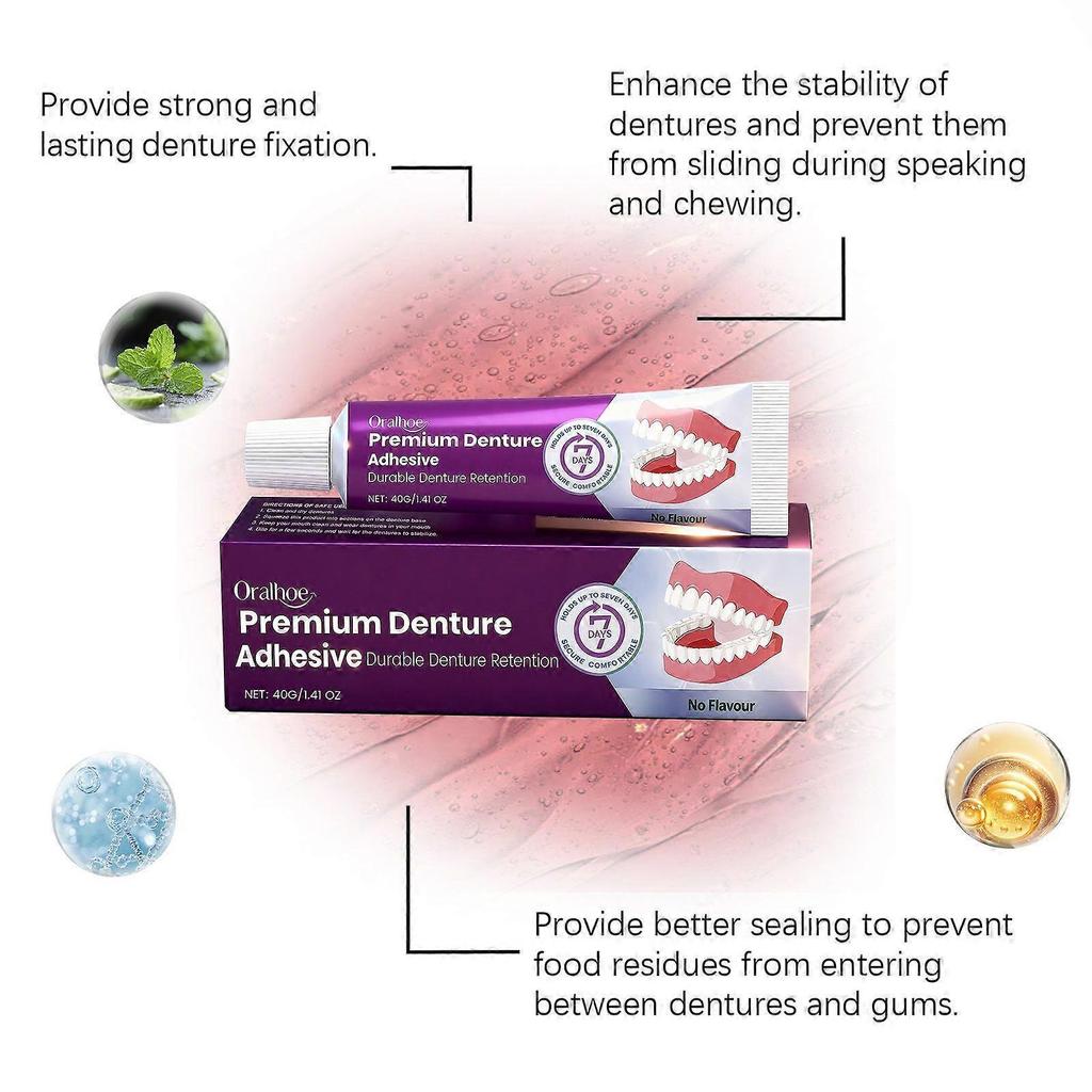 Limited time!!Oralhoe Denture Adhesive - Naturally Fits, Comfortable, Secure, Enhances Smile Appearance
