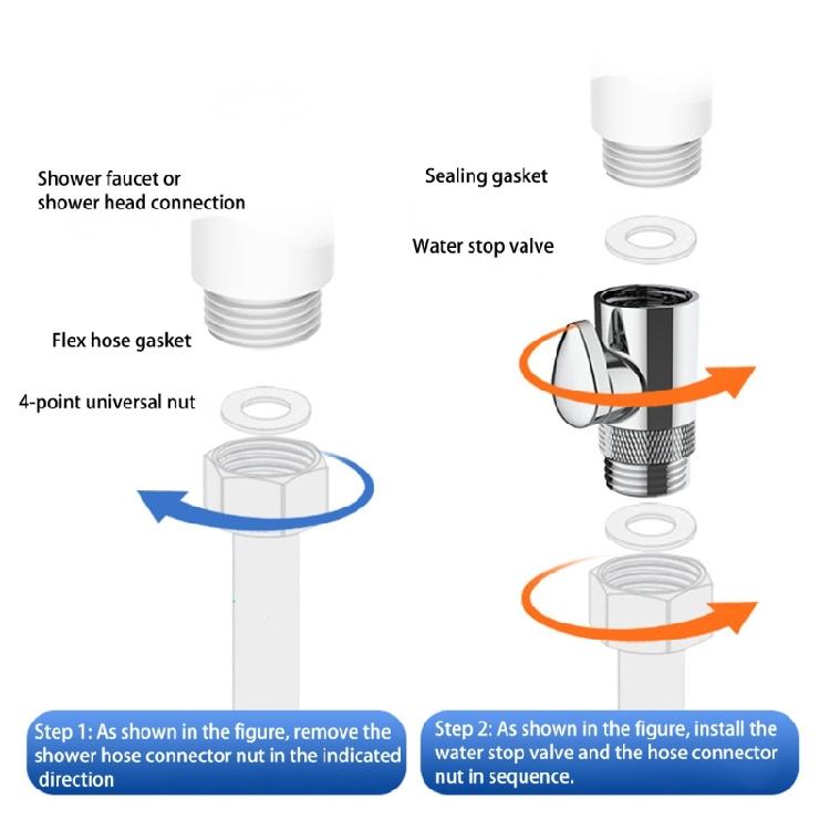 Ergonomic Shower Head Rotations Flows Control Valves Integrated Water Filter Universal Metal Finish Shower Adapters