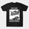 Asian Size Men Black Print T-shirt Become Ungovernable Cat Bite Chaos Funny Meme No-Cut Print Cotton Tshirt