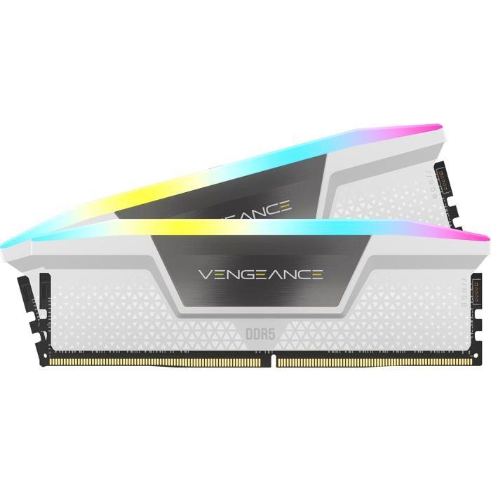 Corsair Vengeance RGB DDR5 64 Go (2 x 32 Go) 5600 MHz CL40 - Blanc - Kit Dual Channel 2 barrettes de RAM RGB DDR5 PC5-44800 - CMH64G
