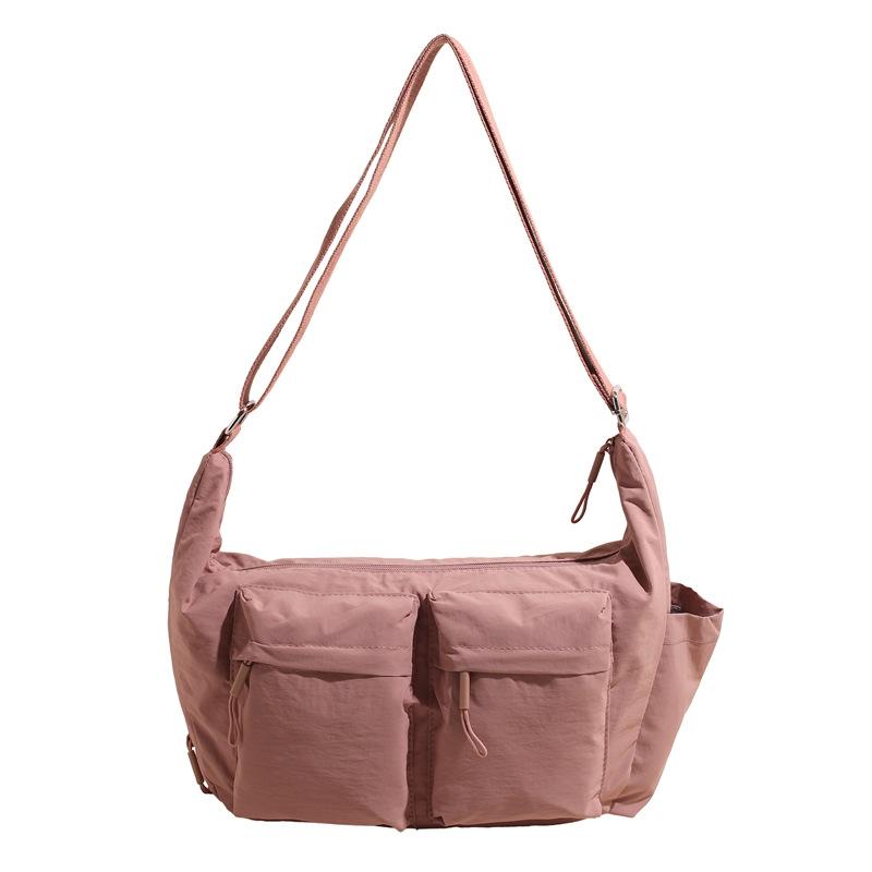 

Мужские и женские повседневные сумки-мессенджеры Женские сумки через плечо Холщовые сумки большой вместимости с несколькими карманами Сумки для занятий спортом на открытом воздухе розовый