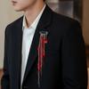 Light Luxury Style Heart Beaded Tassel Brooch Red Love Heart Tassel Ornaments  Theatre