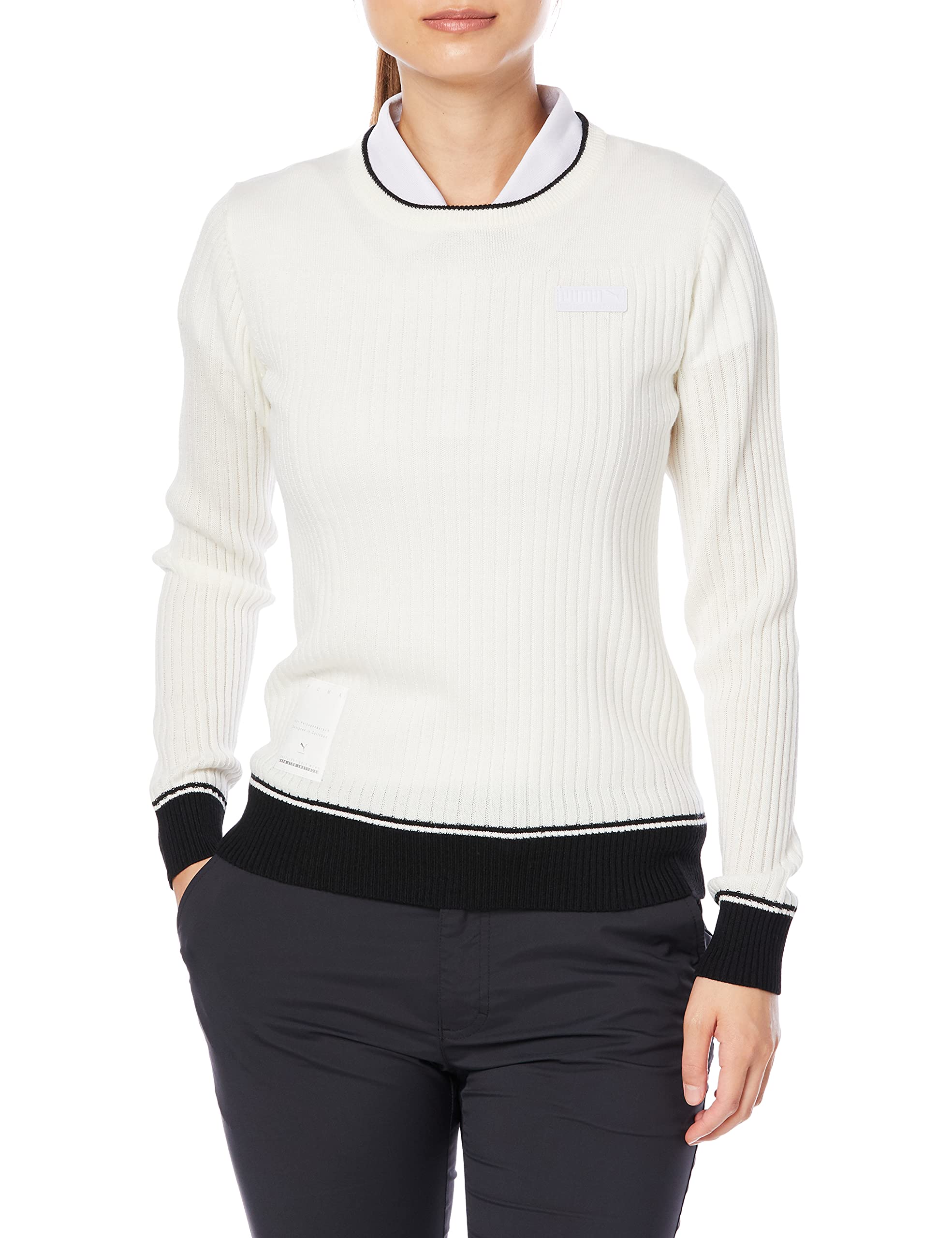 

PUMA EGW W Crew Knit Size Bright White Women s Sweater, Golf, M, 930203,