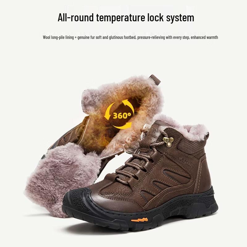 Camel Men's Wool-Lined Warm Hiking Martin Boots