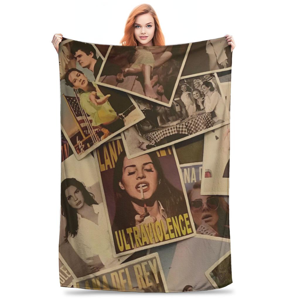 American Singer Lana Del Rey Blanket Pop Culture Music Flannel Novelty Soft Throw Blanket for Home Spring/Autumn