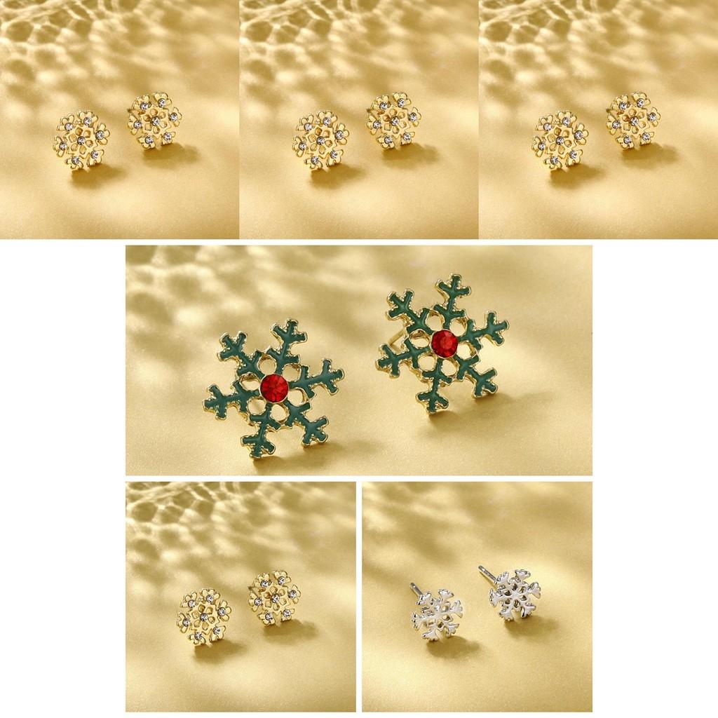 Elegant Snowflake Stud Earrings With Sparkling Gemstones Perfect For Christmas And Beyond