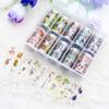 Set de Pegatinas de Papel de Transferencia para Uñas con Diseño de Cielo Estrellado y Flores