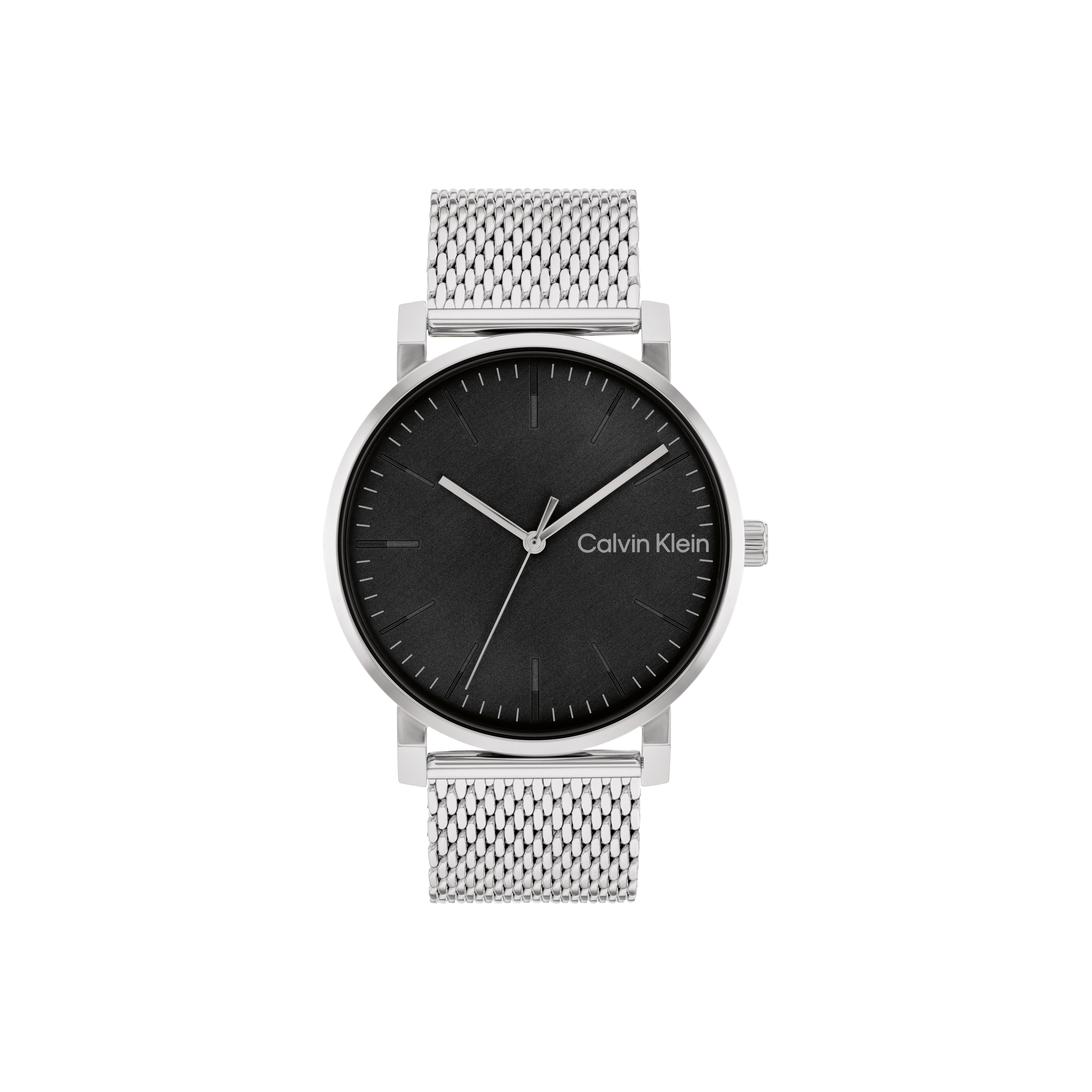 Calvin Klein Quartz Watch Stainless Steel Band Black Dial Stylish Steel Color Men watches 25200260 Silver