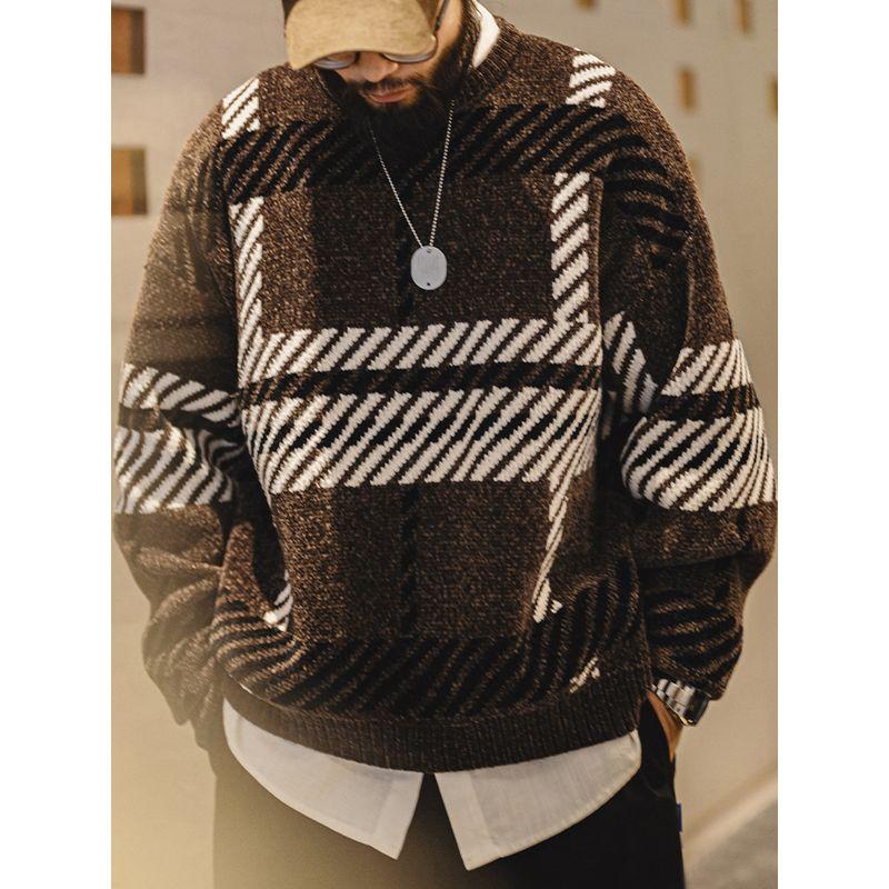 Madden Parka American Retro Chenille Christmas Couple Sweater Thickened Thermal Base Velvet Knitwear Men's Autumn