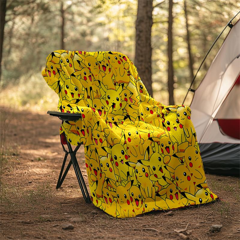 Pikachu Party Print Flannel Blanket, Soft Warm Lightweight Throw Blanket for living Room,Sofa Bed Camping office