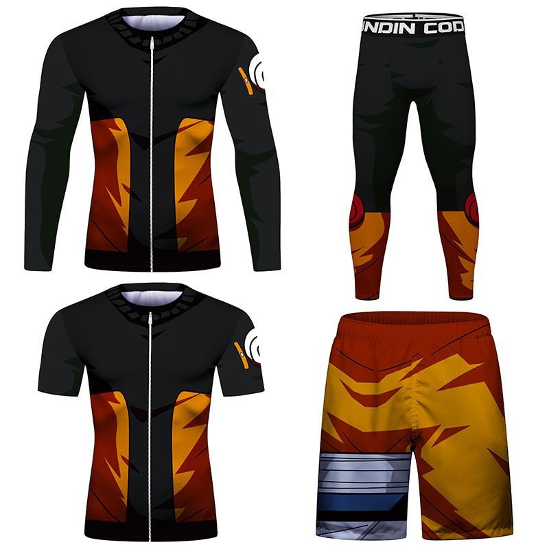 Mens 4-Piece Sportswear Set: Quick-Dry Running Gym Workout Outfit Outdoor Jogging Fitness Training