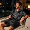 Men's Short Sleeve Pajama Set Button Down Shirt and Shorts Soft Lightweight Sleepwear Set Available In Sizes S To XXXXL