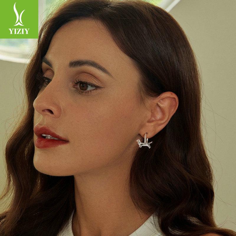 Yinziyun Dachshund Ear Cuffs: Cute S925 Sterling Silver Earrings for Women