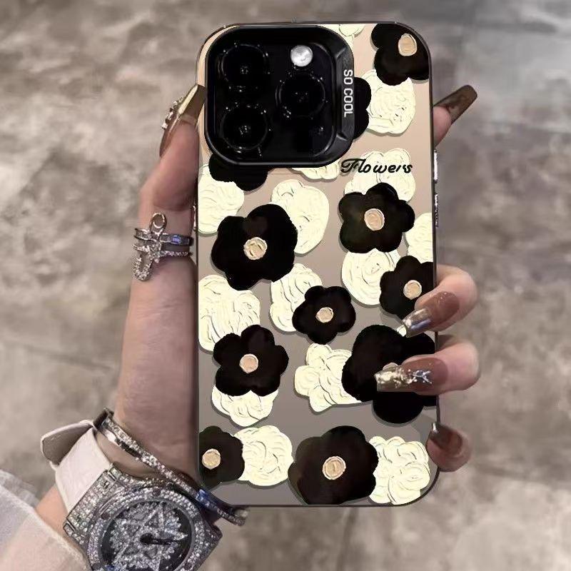 

Cross Black & White Floral Silver Case for Apple 16/15/14 Pro/15 Pro Max/13/12/11/X 16 Pro