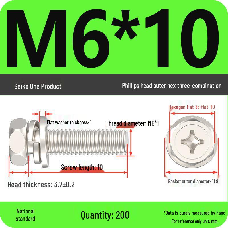 Hexagon Head Combination Screw Bolt Set with Washer and Spring Washer